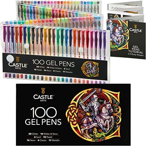 Castle Art Supplies Set di 100 penne gel colorate per adulti