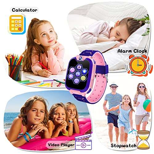 JUBUNRER Orologio Bambina Smartwatch Bambini con Telecamera Musica Orologio Telefono Chiamata Vocale SOS Giochi Sveglia