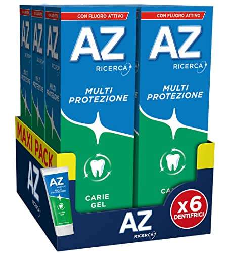 Dentifricio AZ Multi Protezione Carie Control Gel [Maxi Formato da 6 Confezioni X 75ml]