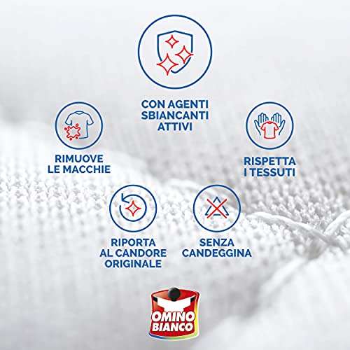 Omino Bianco - Additivo Lavatrice Bianco Vivo Idrocaps, 12 Caps x 4 Confezioni