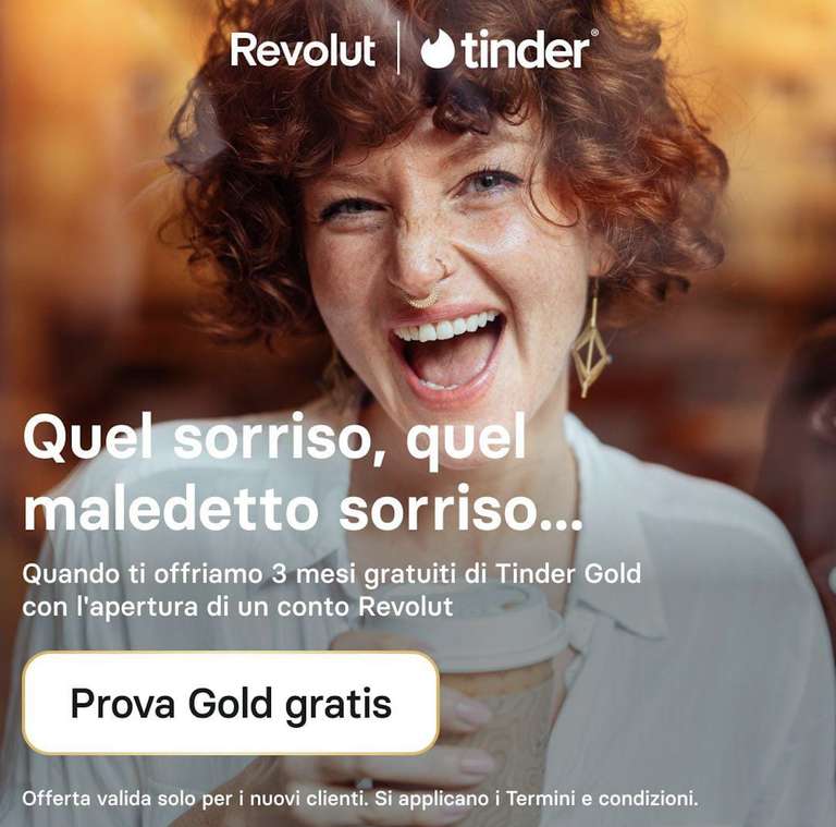 [Nuovi clienti] Gratis 3 mesi di Tinder Gold se apri un conto Revolut