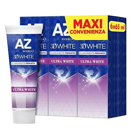 6x75 ml Dentifricio AZ 3D White Ultra con Azione Sbiancante