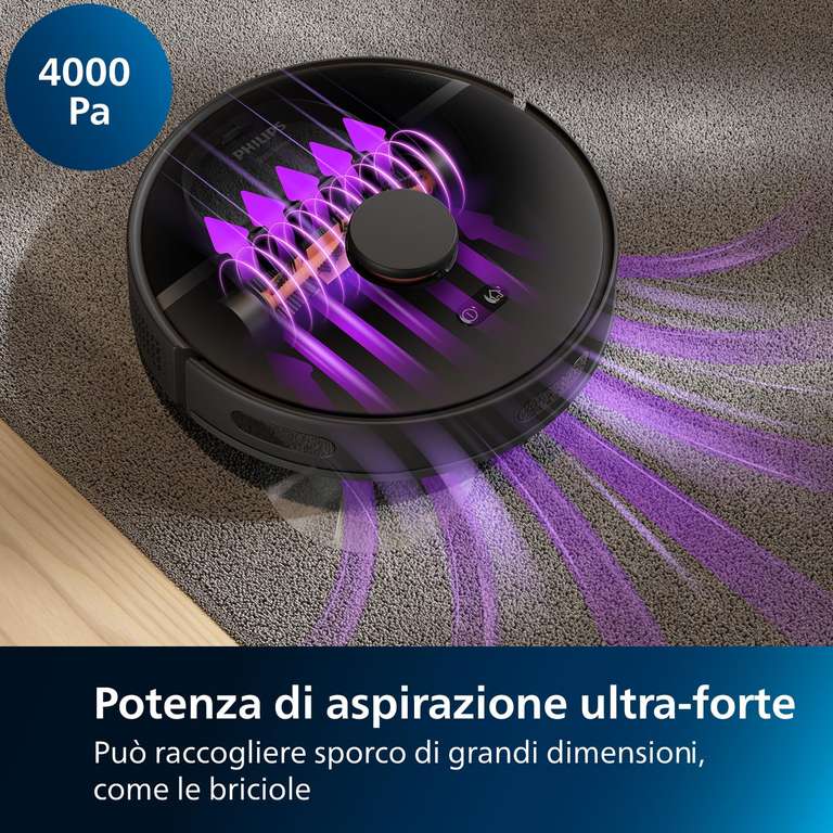 Philips HomeRun 3000 Series Aqua Robot aspirapolvere e lavapavimenti [App, Wifi]