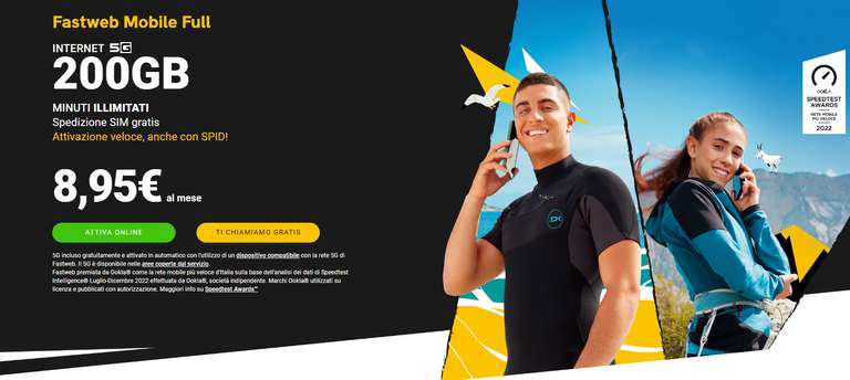 Fastweb Mobile Full a 8,95 euro al mese