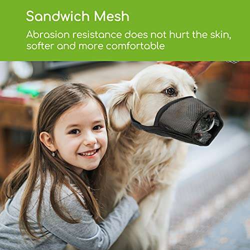 Museruola per Cani regolabile in Rete a Sandwich [M o L, colore nero]