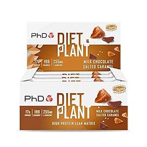 PHD BAR DIET PLANT Confezione da 12 Barrette Proteiche - Gusto Cioccolato & Caramello