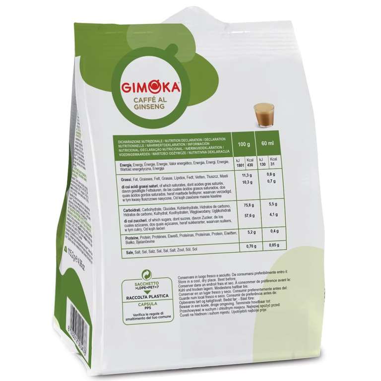 Gimoka - 16 Capsule di Ginseng Compatibili con [Macchinette Nescafé* Dolce Gusto]