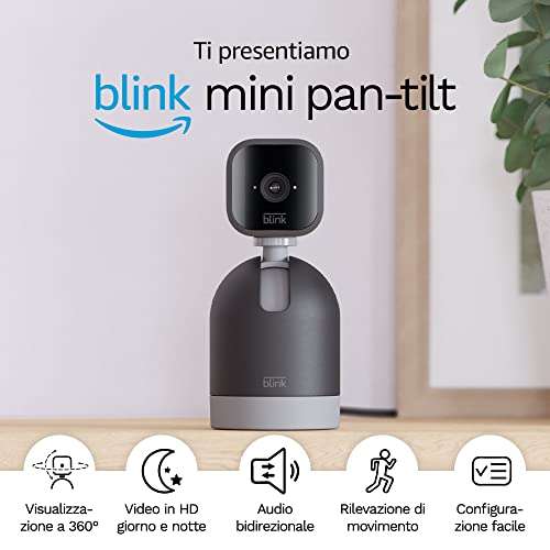 Blink Mini Pan-Tilt Camera [ WiFi con Alexa 2 colorazioni]