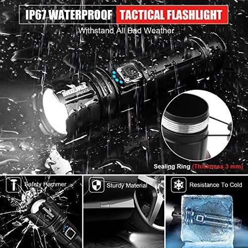 Shadowhawk Torcia LED Potente Professionale [10000 Lumen,ricaricabile,impermeabile]