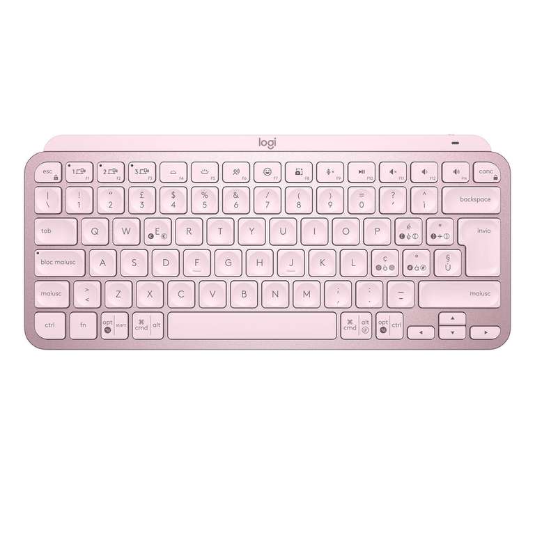 Logitech - Tastiera MX Keys Mini [Wireless, Bluetooth, rosa, tasti retroilluminati]