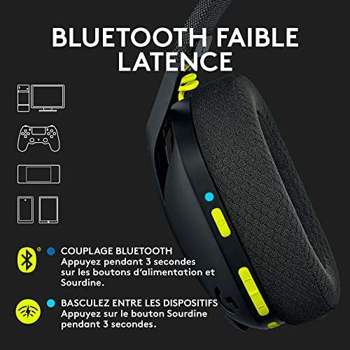 Logitech - Cuffie wireless G435 Lightspeed [Multripiattaforma, Bluetooth]