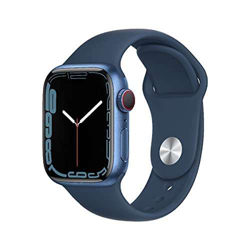 Apple Watch Series 7 (GPS + Cellular) Cassa 41 mm in acciaio inossidabile con Cinturino Sport ciliegia scuro - Regular