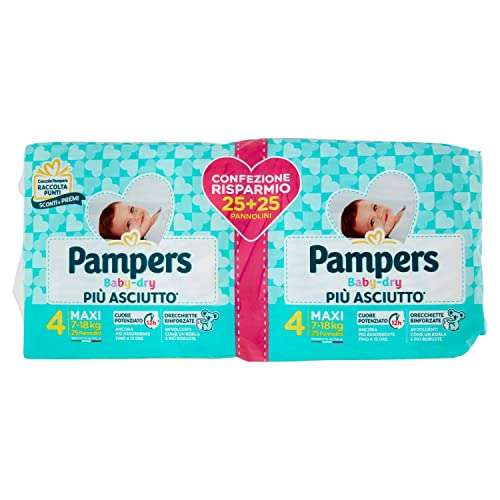 Pamper Baby Dry Maxi Pacco doppio [Totale 50 pannolini - taglia 7\18 Kg]
