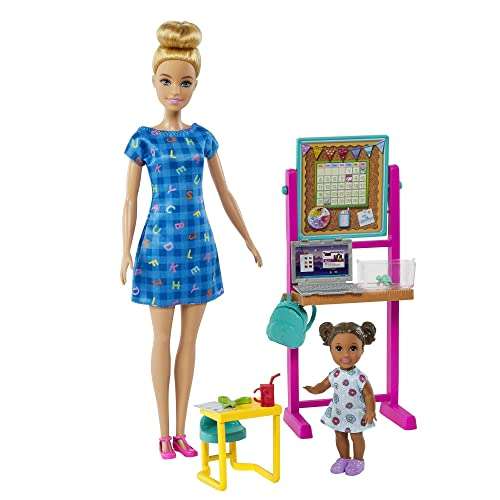 Barbie Carriere: Insegnante Caucasica, Bambina Castana (lavagna, zainetto, accessori, bambini 3+)