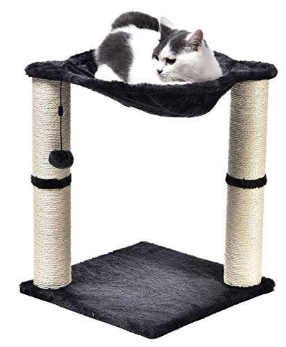 Amazon Basics - Albero per gatti con amaca e palo tira graffi [40,6 x 50,8 x 40,6 cm, grigio]