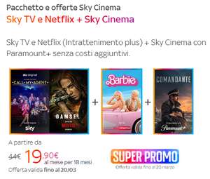 Sky TV e Netflix + Sky Cinema + Paramount