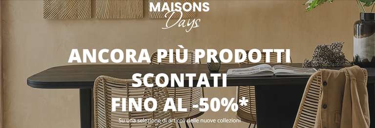 Maisons Days fino al 50% di sconto su articoli della nuova collezione (Mobiletto contenitore con 6 cassetti in legno 64.5€ invece di 129€)