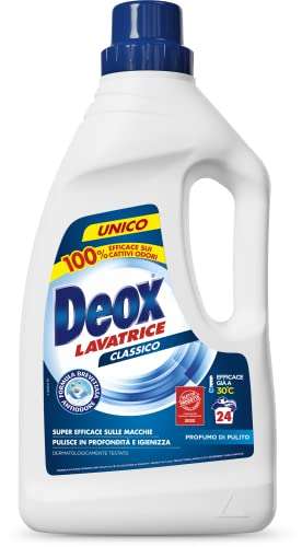 Deox - Detersivo Lavatrice Liquido Classic, con Formula Antiodore, [1200ml x 6 Confezioni 144 Lavaggi]
