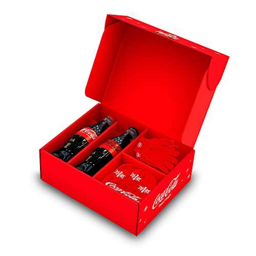 Coca-Cola Christmas Box Limited Edition [2 Bottiglie di Vetro da 350 ml, guanti, cappellino]