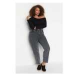 Jeans Donna Tinta Unita a Vita Alta Trendyol | Curve Plus Size (nero)