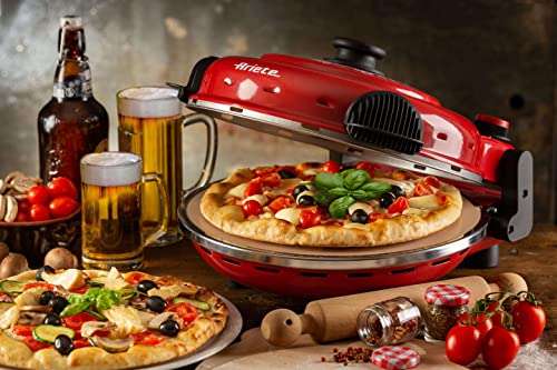 Ariete 919 Pizza in 4' minuti, Forno per pizza, 400 gradi, Cuoce in 4’, Pietra refrattaria 32 cm di diametro, 1200 watt, Timer 15’