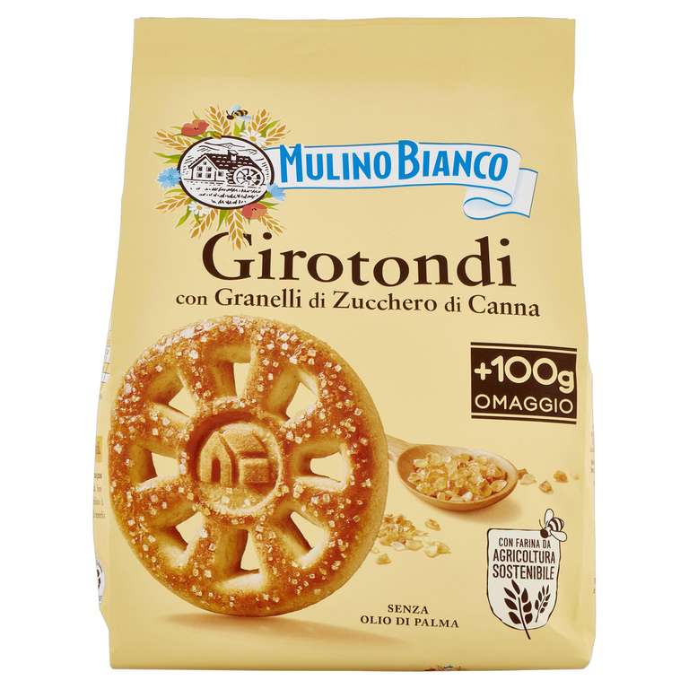 Mulino Bianco Biscotti Girotondi con Granelli di Zucchero di Canna - 800 g