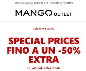 Mango Outlet - Sconti fino al 50% EXTRA [Prezzi a partire da 1,99€]