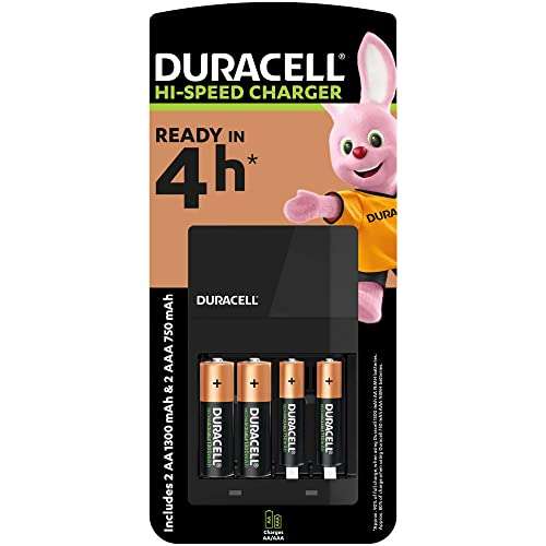 Duracell - Caricabatterie da 4 Ore [Batterie incluse]