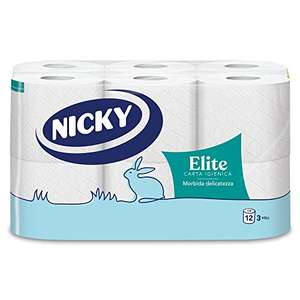Nicky Elite Carta Igienica a 3 veli [12 Maxi Rotoli, Minimo 3]