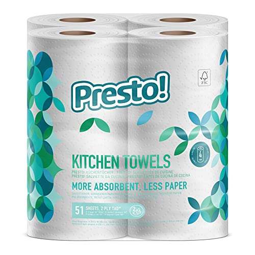 Amazon Brand - Presto! Tad Kitchen Rolls Extra Absorbent, 8 pack
