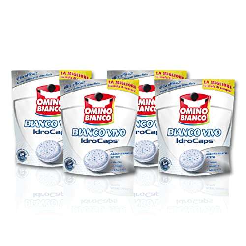 Omino Bianco - Additivo Lavatrice Bianco Vivo Idrocaps, 12 Caps x 4 Confezioni