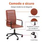 Amazon Basics | Sedia da ufficio in ecopelle (58 x 58 x 103 cm, marrone)