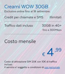 PosteMobile Creami Wow 30 Giga a €4,99