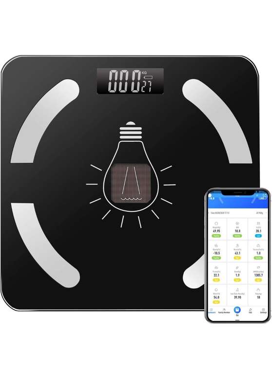 Bilancia digitale Smart ad energia solare e USB ricaricabile con Bluetooth con App (venditore esterno)
