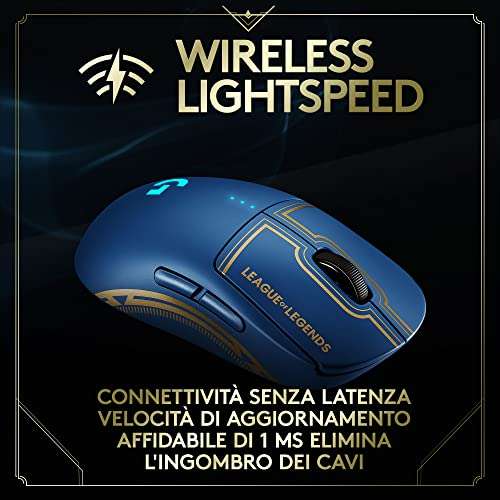 Logitech G PRO Mouse Gaming Wireless - LIGHTSPEED, [Sensore HERO 25K, 25.600 DPI, Edizione Ufficiale di League of Legends]