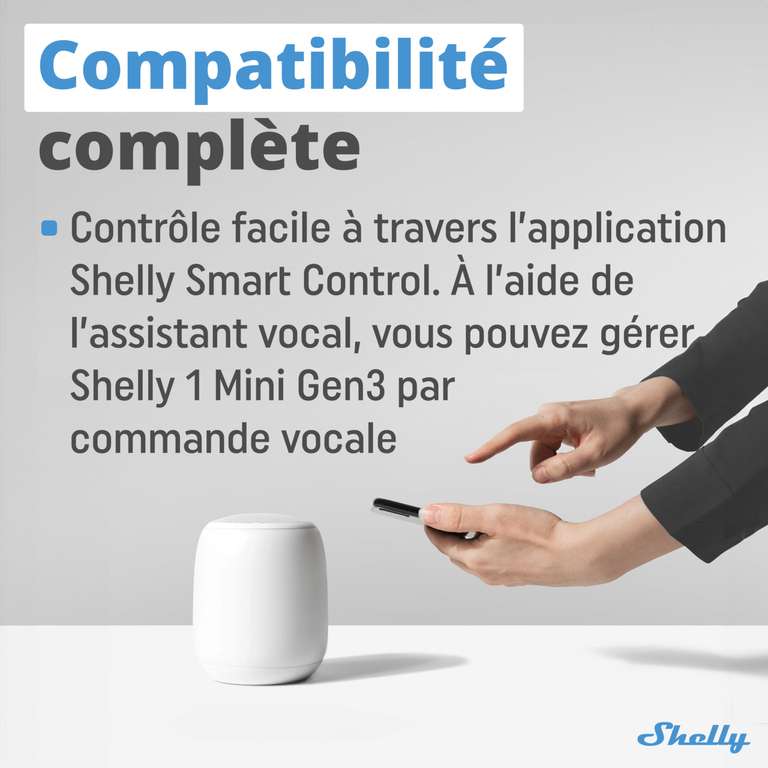 Shelly Plus 1 Mini Gen3, Interruttore Relè Intelligente, [Wifi, Smart]