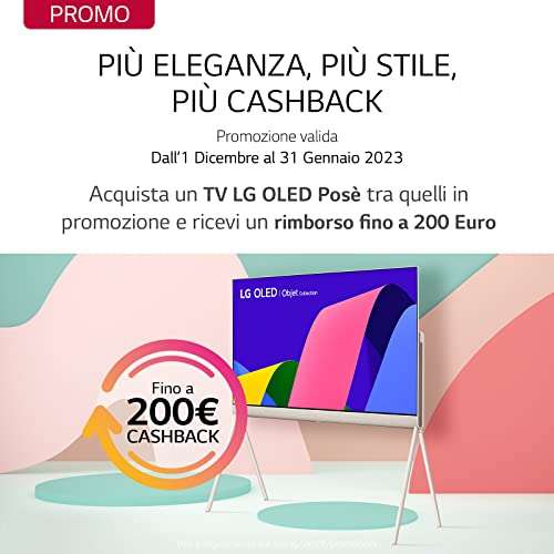 LG OLED Posé 55LX1Q6LA Objet Collection Smart TV 4K 55'' OLED evo Design con Supporto a Cavalletto [con CashBack]