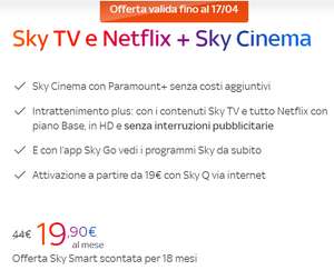 Sky TV e Netflix + Sky Cinema + Paramount a 19.9€ per 18 mesi
