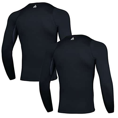 AMZSPORT 2 Pezzi T-Shirt tecnica - [Modello compressione da uomo manica lunga]