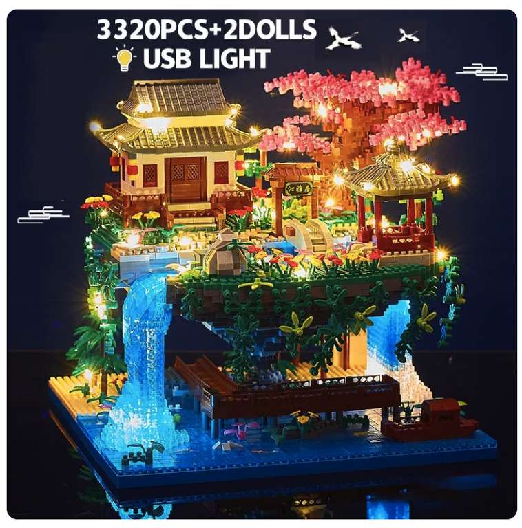 Fiori di Pesco LED - Mini Mattoncini da Costruzione per Casa e Giardino | 3320 Pezzi, non compatibile con LEGO
