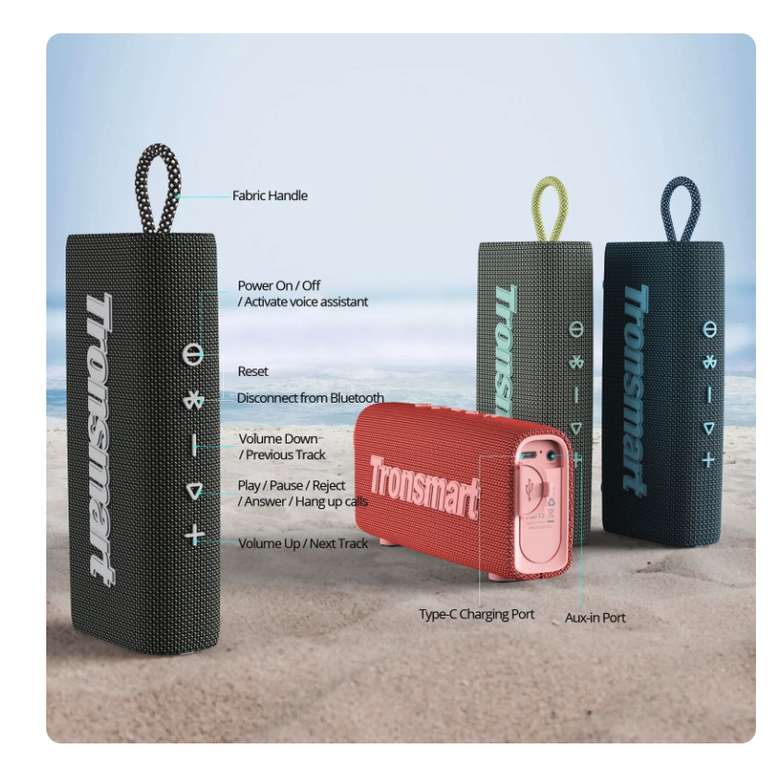 Altoparlante Portatile Tronsmart Trip | Bluetooth, Dual-Driver, IPX7, TWS (vari colori)