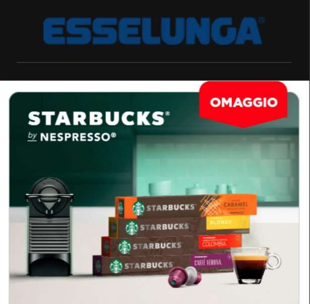 [Carta Fidaty Esselunga] 10 capsule Starbucks by Nespresso in omaggio (utenti selezionati)