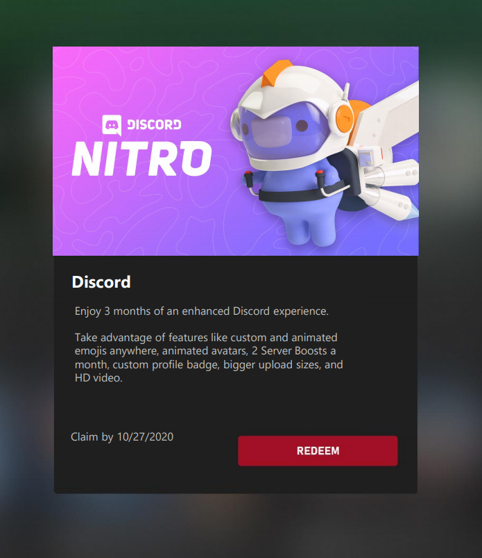 how to redeem xbox game pass discord nitro